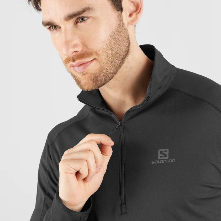 Sudaderas Salomon Essential Lightwarm Half Zip Hombre Negros | MX FXMV371